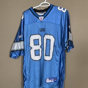 Reebok NFL Authentic C Rogers Detroit Lions Football Jersey with Number 80